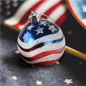 Independence Day Stars Balls Hanging Ornaments Set Small Patriotic Tree Decorations for Indoor Outdoor Fourth July Home Party