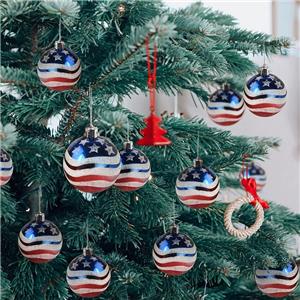 Independence Day Stars Balls Hanging Ornaments Set Small Patriotic Tree Decorations for Indoor Outdoor Fourth July Home Party
