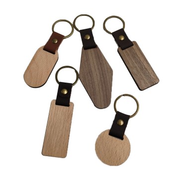 Wooden Keychain Blanks Rectangle Keychain Blank Bulk Unfinished Wood Key Ring Various Tags for DIY Craft Supplies Laser