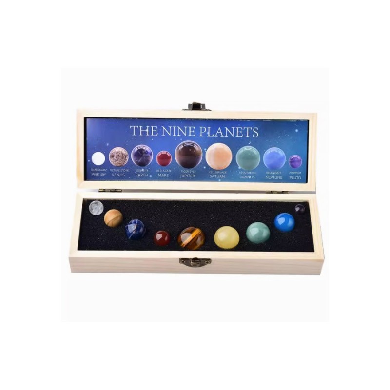 Natural Solar System 9 Planets Decorations Chakra Healing Crystal Sphere Ball Novelty Galaxy Universe Model Gemstones Collective