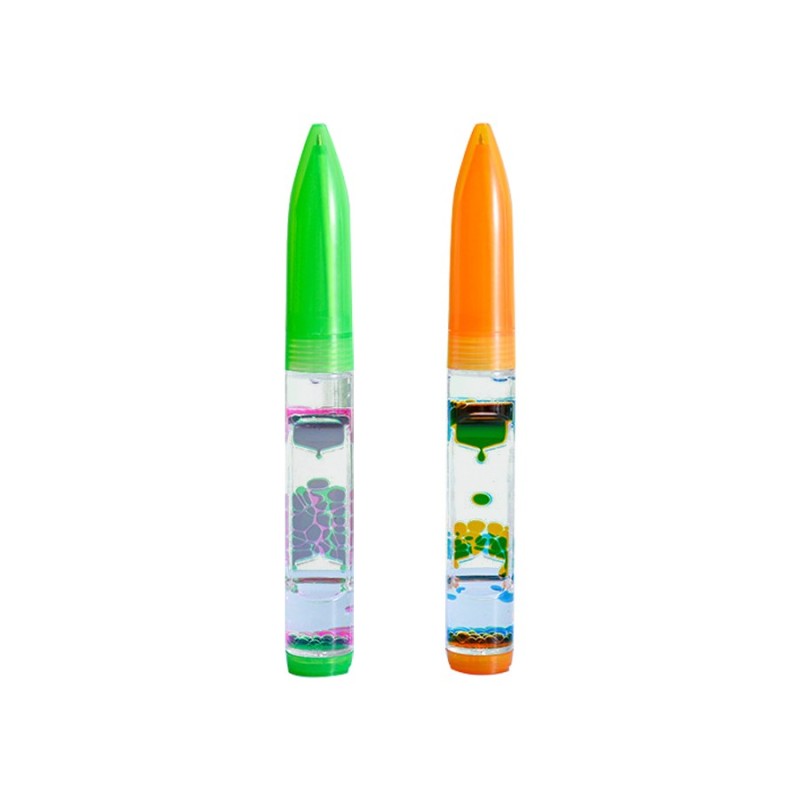 Dual Wheel Colorful Liquid Motion Bubbler Pens Sensory Desk Toys for Kids Stress Anxiety Relief Fidget Pens Promotional Pens