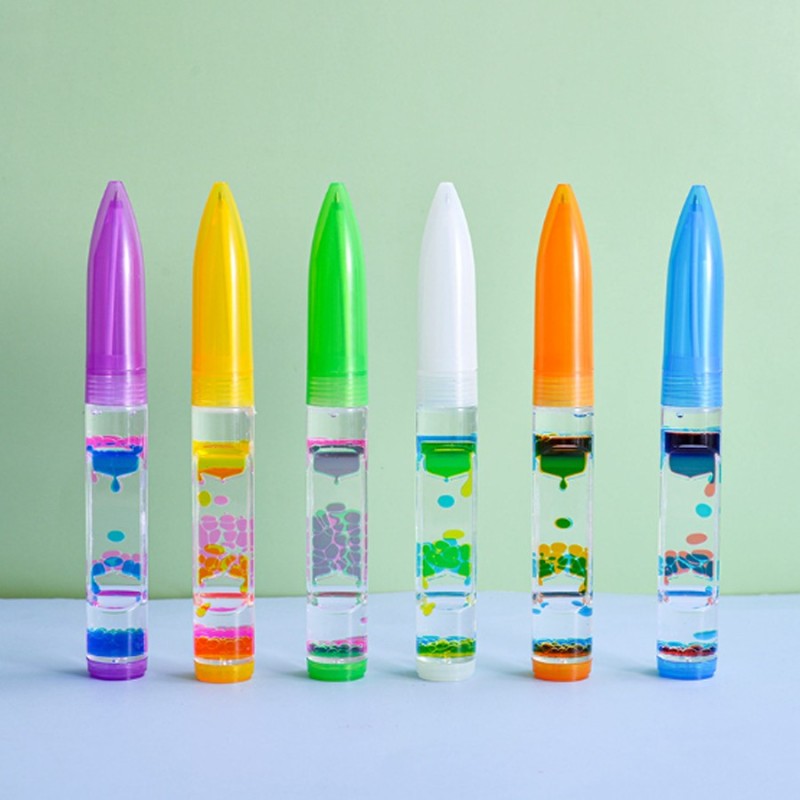 Colorful Liquid Motion Bubbler Pens Promotional Fidget Liquid Timer Pen for Stress Anxiety Relief Home Office Desk Toys