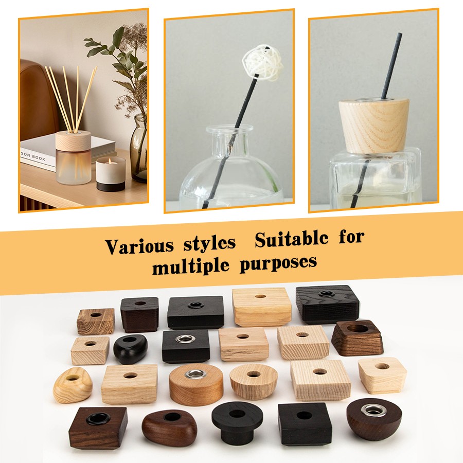 Wooden Lid Replacement for Aromatherapy Bottle Square Shape Car Aromatherapy Bottle Cover Oil Diffuser Bathroom