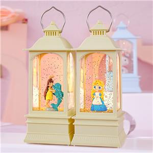 Novelty Cute Princess Flash Snow Globe Water Lantern, Battery Operated, USB Connected, Comes with Many Figurine Designs.