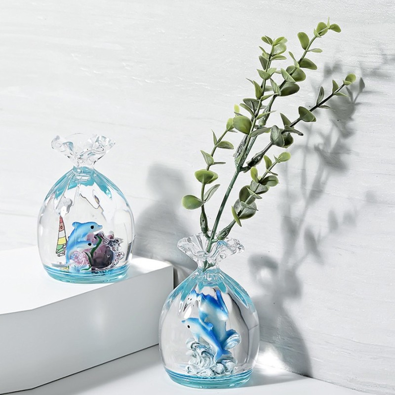 Dolphin Quicksand Timer Decompression Water Drop Oil Drop Crystal Hourglass Novelty Gifts for Pen Holder Liquid Ocean Ornaments