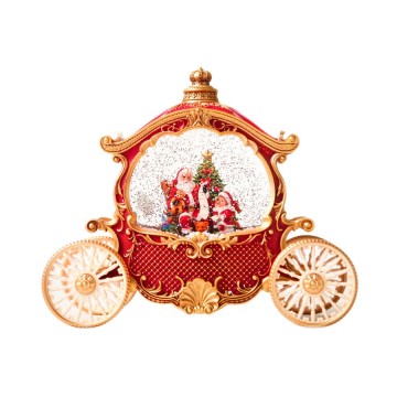 Sparkling Christmas Snow Globe with Carriage Santa Claus and Christmas Tree Table Center Decoration Novelty Gifts