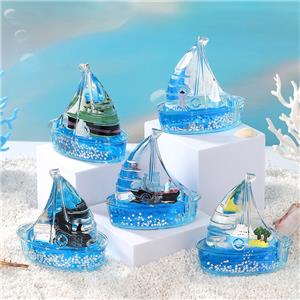 Marine Style Acrylic Resin Sailboat Ornament for Weddings & Parties Novelty Gifts with Mineral Oil Wedding & Party Supplies