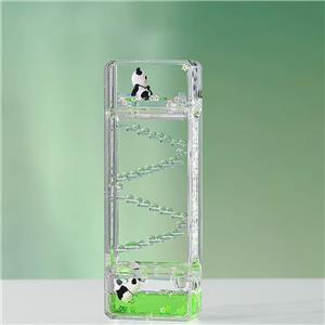 Stress-Relief Panda Oil Leak Sand Timer with Glitter Green Liquid, Creative Desktop Mood Calmer for Kids & Adults