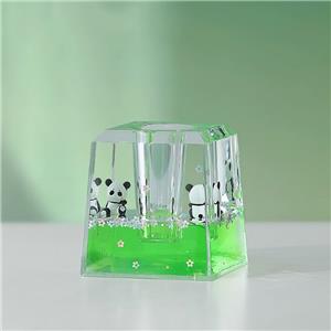 Stress-Relief Panda Oil Leak Sand Timer with Glitter Green Liquid, Creative Desktop Mood Calmer for Kids & Adults