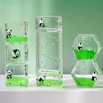 Toys Oil Motion Desktop Bubble Ice Craft Soothing Cream Sensory Office Bubbler Ornament Hourglass for Panda Cartoon Drop