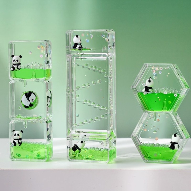 Toys Oil Motion Desktop Bubble Ice Craft Soothing Cream Sensory Office Bubbler Ornament Hourglass for Panda Cartoon Drop