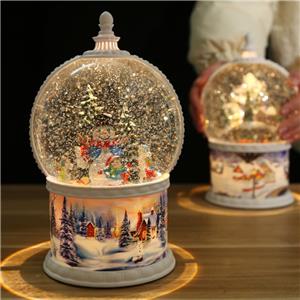Snow Globe Music Box - 25.5cm Rotating Snow & Music (USB/AA) - Christmas Décor & Gifts