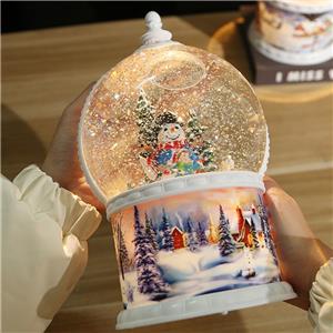Snow Globe Music Box - 25.5cm Rotating Snow & Music (USB/AA) - Christmas Décor & Gifts
