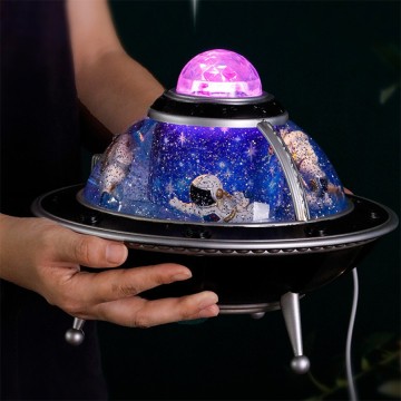 Rotating Rocket Lamp with Star Projector & Bluetooth Speaker for Children's Room
