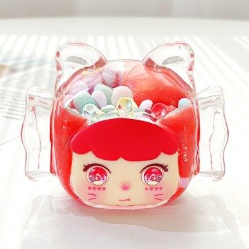 Adorable Acrylic Girl Pendants Glitter Details Bulk Supply Oil-Filled Liquid Animation Cat-Ear Clips Novelty Home Car Decor