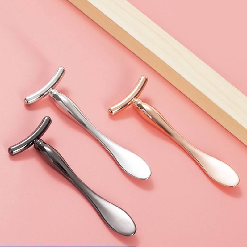 T-shaped Metal Facial Roller & Eye Cream Applicator with Massager Head