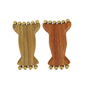 Gear Shaping Technology Wooden Massager with Brass Grooves for Neck & Shoulders