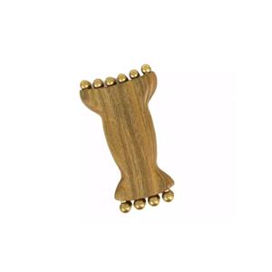 Gear Shaping Technology Wooden Massager with Brass Grooves for Neck & Shoulders
