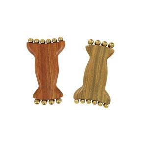 Gear Shaping Technology Wooden Massager with Brass Grooves for Neck & Shoulders