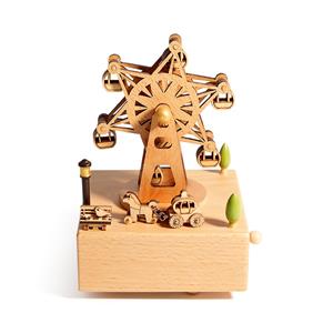 Premium Beech Wood Music Box with Ferris Wheel Scene - Home Decor