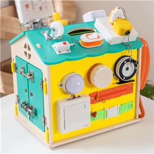 Montessori Wooden Busy House with Lights & Music - Early Education Toy for Age 3+