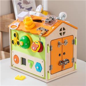 Montessori Wooden Busy House with Lights & Music - Early Education Toy for Age 3+