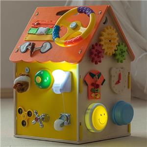 Montessori Wooden Busy House with Lights & Music - Early Education Toy for Age 3+