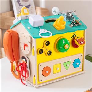 Montessori Wooden Busy House with Lights & Music - Early Education Toy for Age 3+