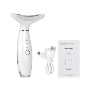 3-in-1 Triple Action Face and Neck Massager Beauty Tool for Light Thermal Vibration Skin Care Featuring Dark Circle Firming