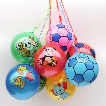 Multicolor Kids' Pull-String Practice Ball - Inflatable, 22cm Size, Hand-Eye Coordination Toy for Toddlers
