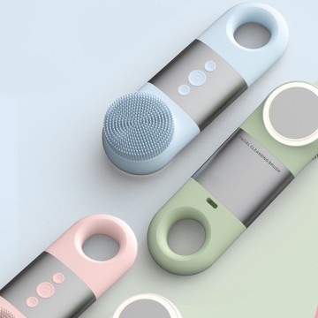 Silicone Facial Cleansing Brush with Cold & Warm Modes - Deep Clean, Pore Tighten, Red Light Therapy & Waterproof Design