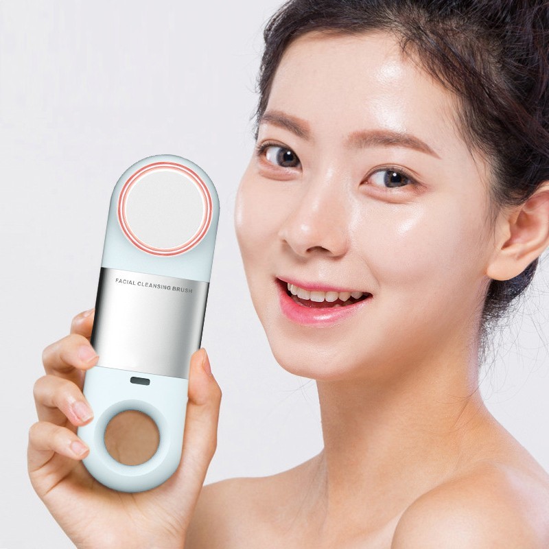 Acne-Clearing Cold/Warm Facial Cleanser - Silicone Brush Head, Red Light Therapy, Portable & Type-C Rechargeable
