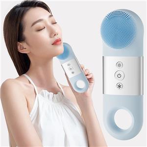 Silicone Facial Cleansing Brush with Cold & Warm Modes - Deep Clean, Pore Tighten, Red Light Therapy & Waterproof Design