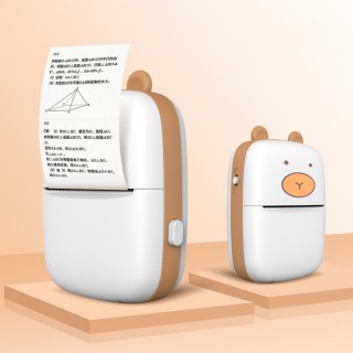 Cartoon Bear children's thermal mini printer highlights cute design, key features (thermal printing), connectivity, and target audience