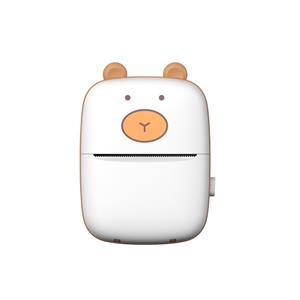 Cartoon Bear children's thermal mini printer highlights cute design, key features (thermal printing), connectivity, and target audience