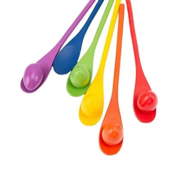 Children's Sensory Balance Spoon Set: Enhance Hand-Eye Coordination & Concentration, 6-Piece Colorful Wooden Toy