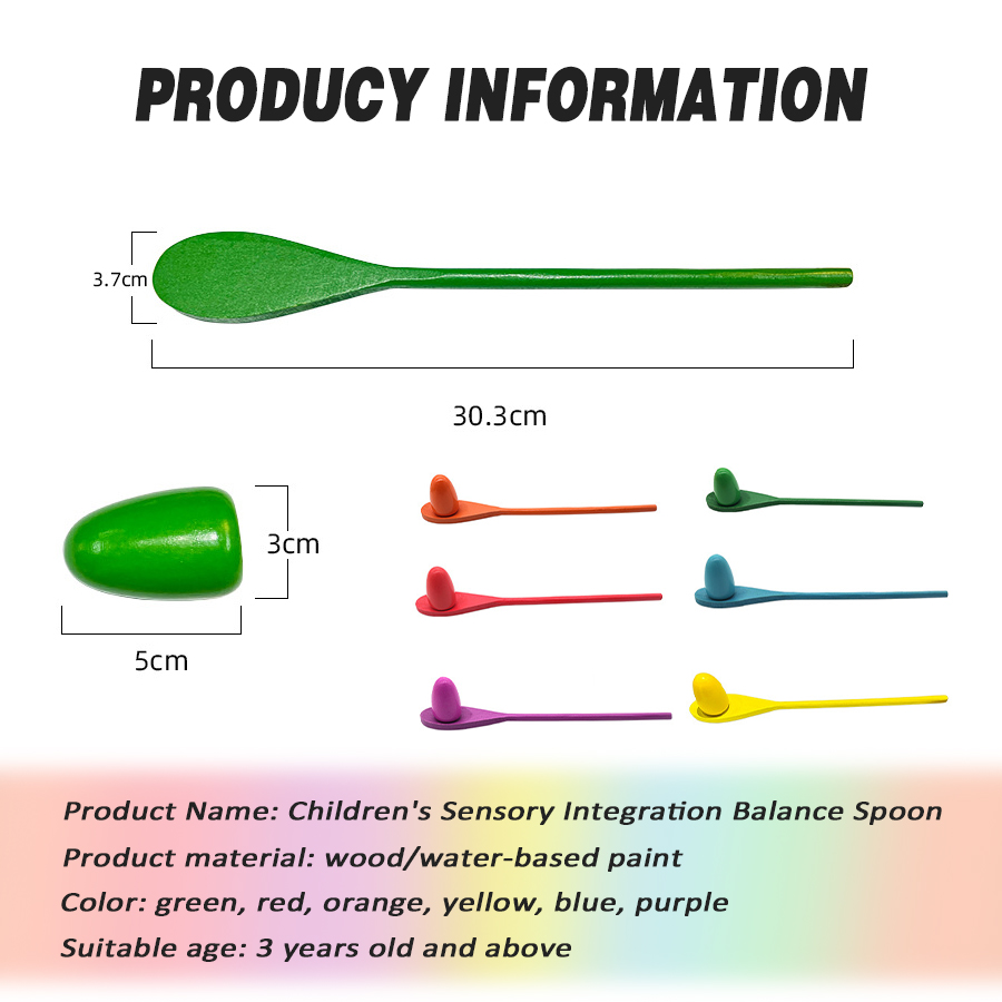 Kindergarten Children Balance Stick Wooden Spoon Toss