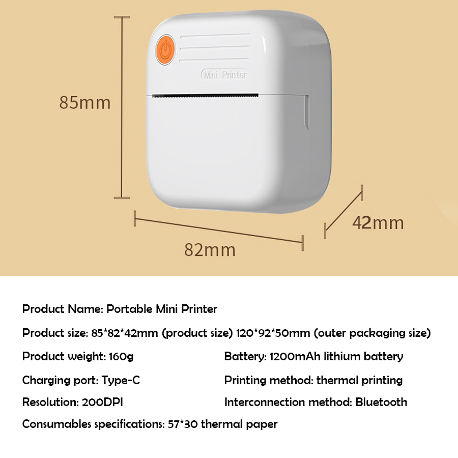 Wireless mini photo printer