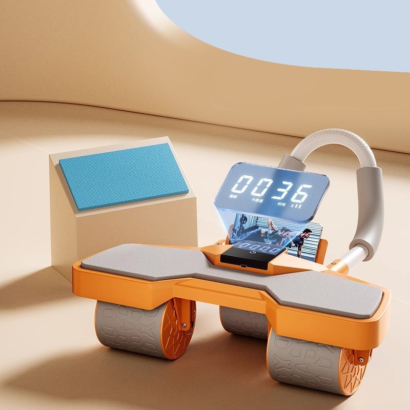 Three Wheels Home Gym Training Abdominal Power Wheel ABS Roller Sport Pulley with Knee Pad Muscle Exercise Tummy Push Wheel