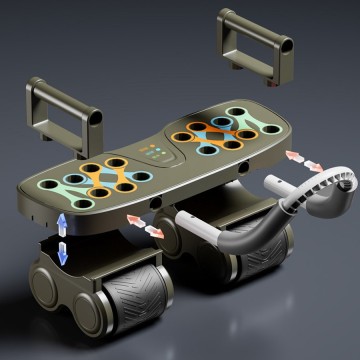 Multifunctional 4-Wheel Ab Roller with Detachable Design for Full-Body Training