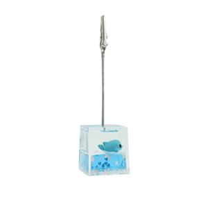Christmas Themed Transparent Acrylic Card Clip with Whale Figurine for Gifting & Desktop Ornaments