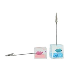 Christmas Themed Transparent Acrylic Card Clip with Whale Figurine for Gifting & Desktop Ornaments