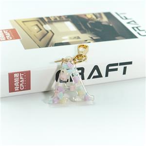 Custom Resin Initial Keychain - 26 Letters Available, Personalized Monogram Charm with Gold Hardware