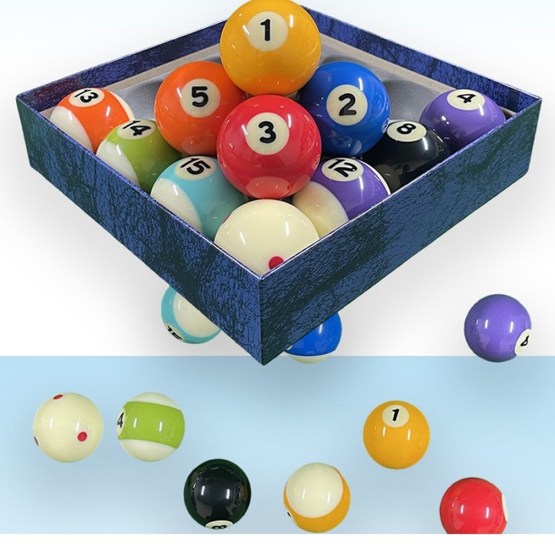 Standard Size (57.2mm) Resin Pool Balls 1-15 + Cue Ball with Uniform Weight for Competition Play