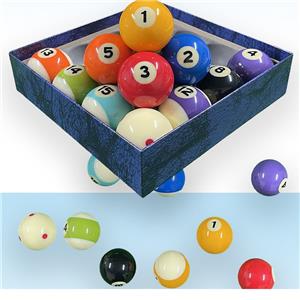 Standard Size (57.2mm) Resin Pool Balls 1-15 + Cue Ball with Uniform Weight for Competition Play