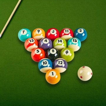 16-Piece 57.2mm Polyester Resin Pool Balls Set with Durable Construction for Billiard Table Game