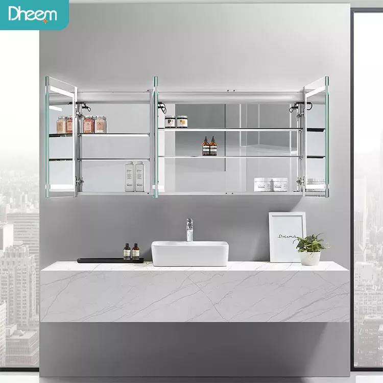 Bathroom aluminium medicine mirror cabinet led light