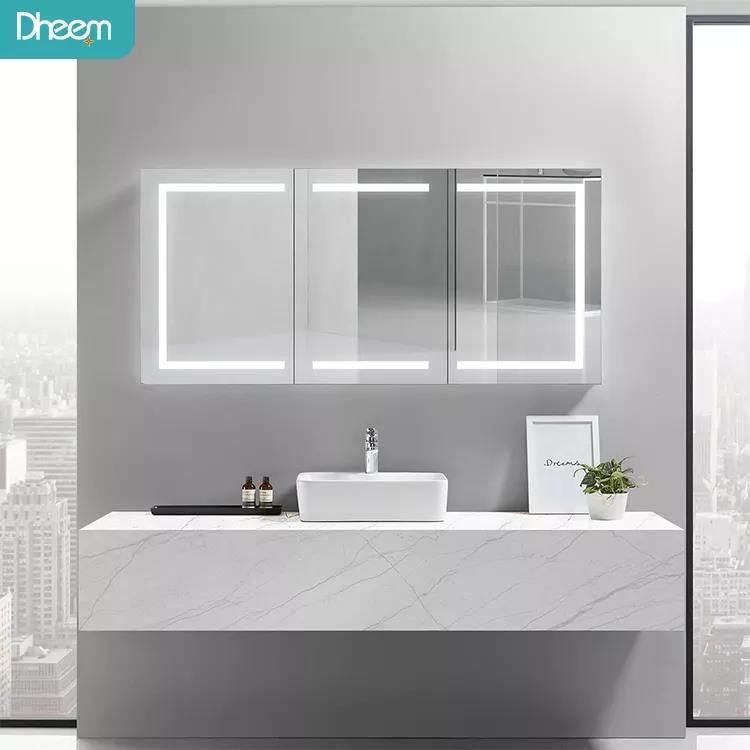 Bathroom aluminium medicine mirror cabinet led light