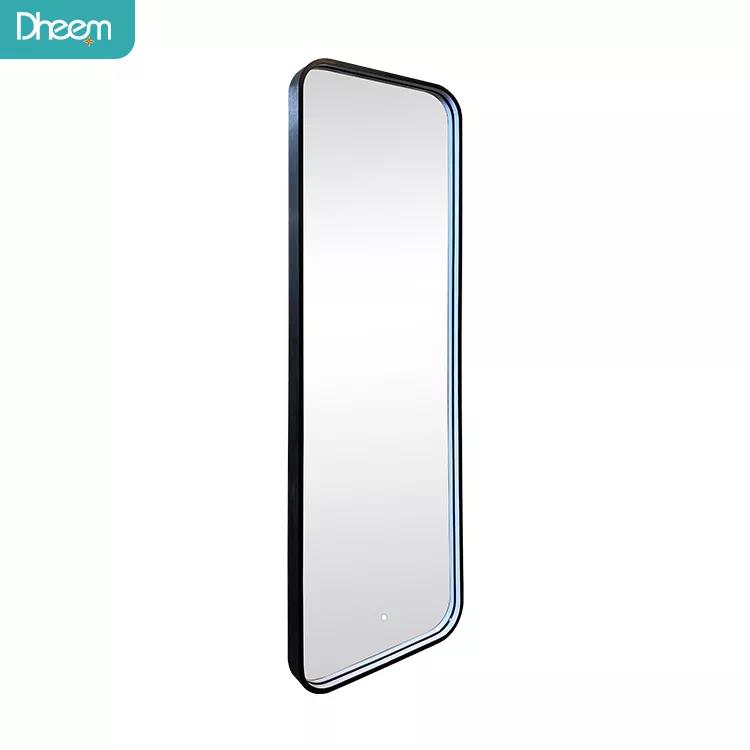Black frame full length body mirror with led