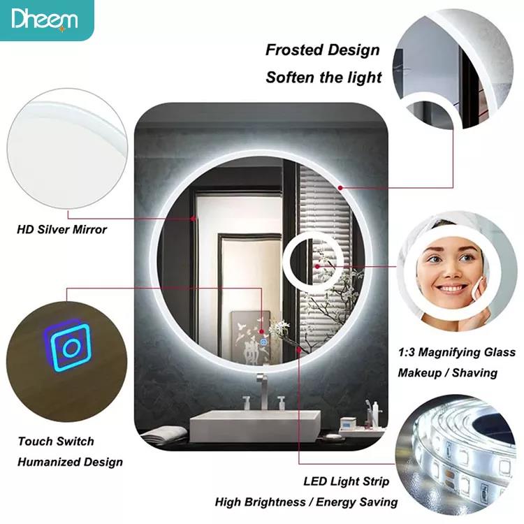 Bathroom wall mounted magnifying mirror 10x with light